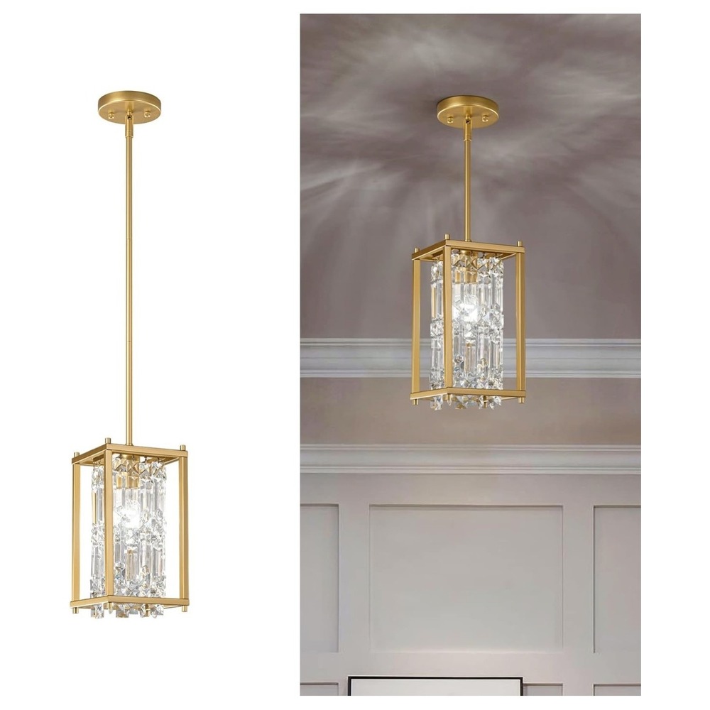 Modern Gold Crystal Chandelier Pendant Light Adjustable Height for Kitchen Bar - Picture 1 of 7